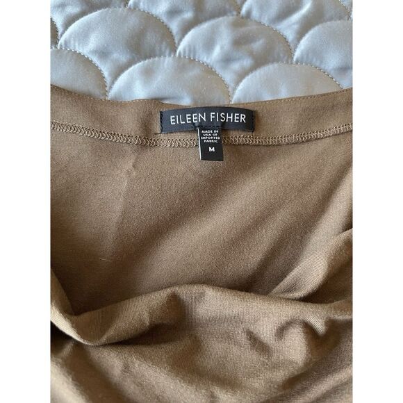 Eileen Fisher M  solid gray cowl draped neckline relaxed casual work layer dress - Picture 6 of 6